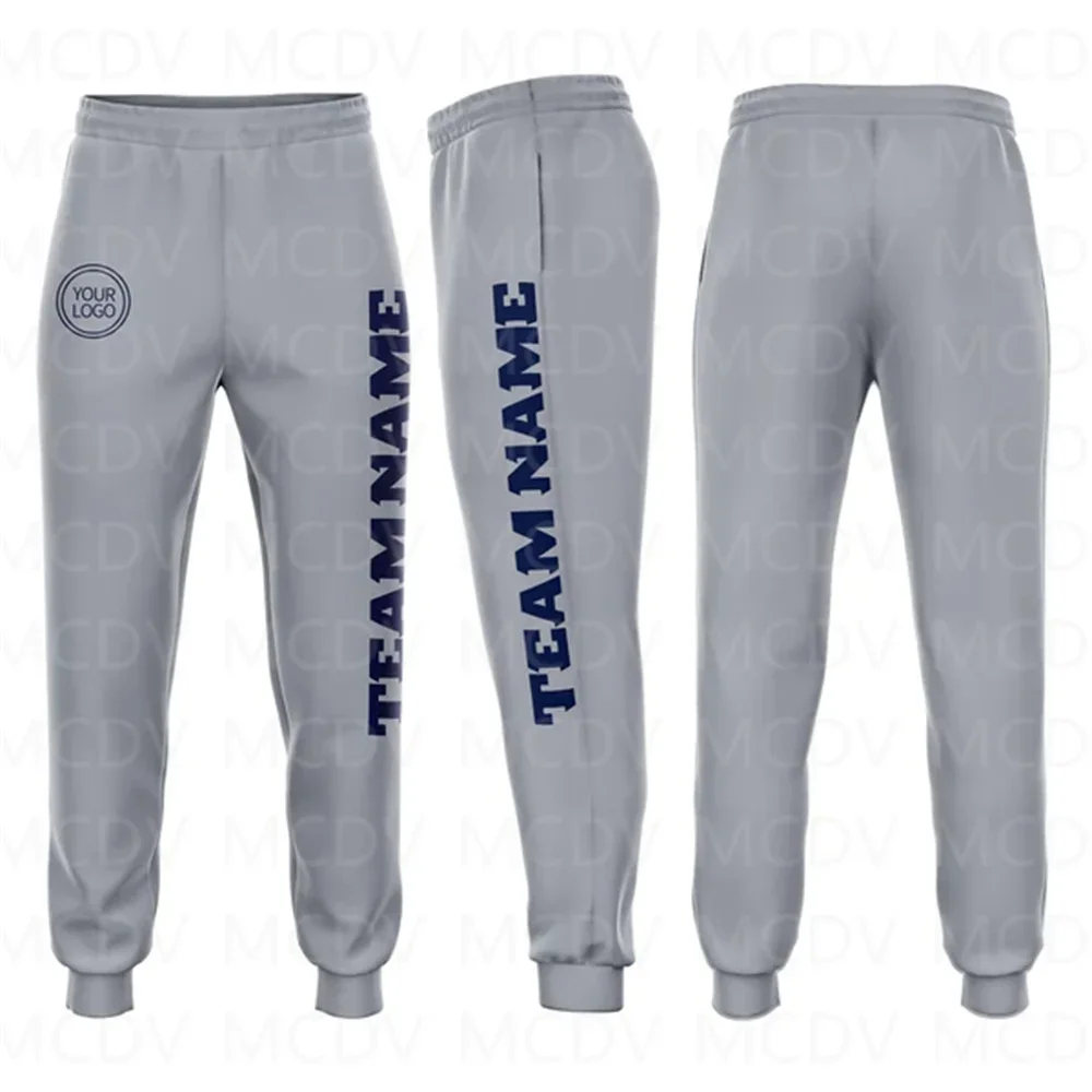 

Custom Gray Black Fleece Jogger Sweatpants 3D Printed Casual Unisex Jogging Trousers Loose Sports Pants