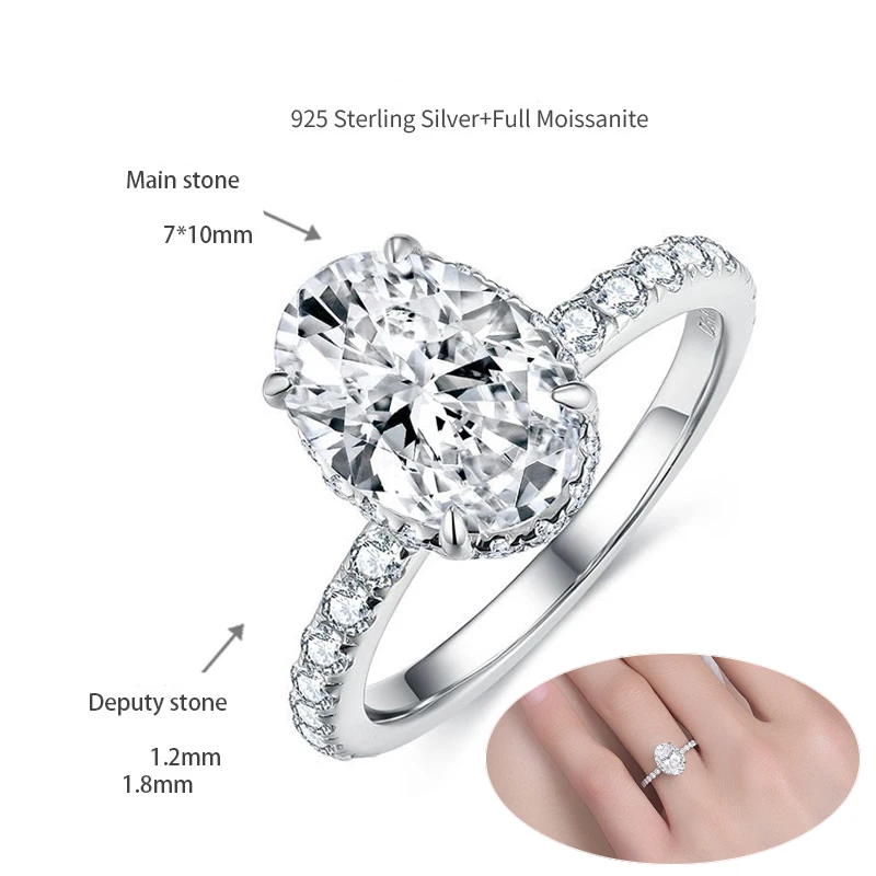 

Apaison 100% 925 Sterling Silver Rings For Women Top Quality Full Moissnaite Ring Bridal Fine Jewelry Girl Gift Wholesale