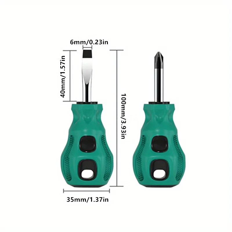 2PCS Short Handle Screwdriver Set Magnetic Mini Portable Radish Head Flat Cross Precision Automotive Manual Maintenance Tool