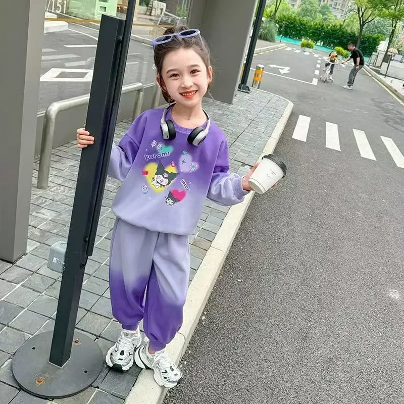 

Spring Autumn My Melody Anime Kawaii MINISO Ins Shirt Pants Clothing Cute Cartoon Kuromi Hoodie Casual Pants Gifts for Kids