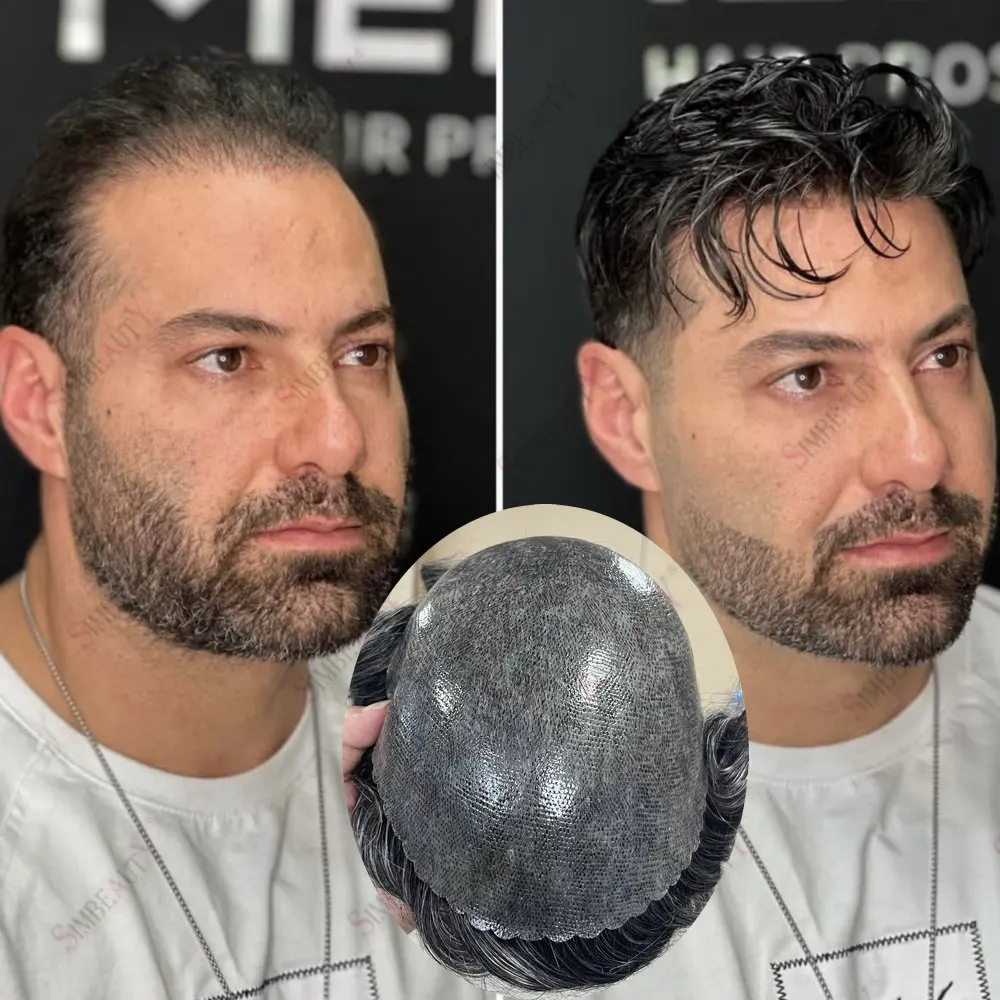 

Суперпрочный тонкий парик из натуральных волос для мужчин с облысением, незаметный капиллярный протез, цвета 1b20, серый, черный, коричневый.