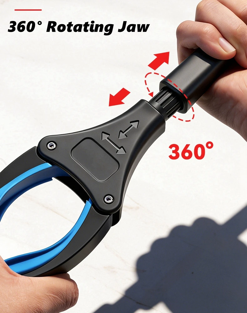 Faltbarer Greifer mit 360°-Drehung ° Drehbarer Greifer-Verlängerer: Zusammenklappbarer Müllgreifer und Aufheber für die Handhabung von schwer erreichbaren Gegenständen – Detail 6