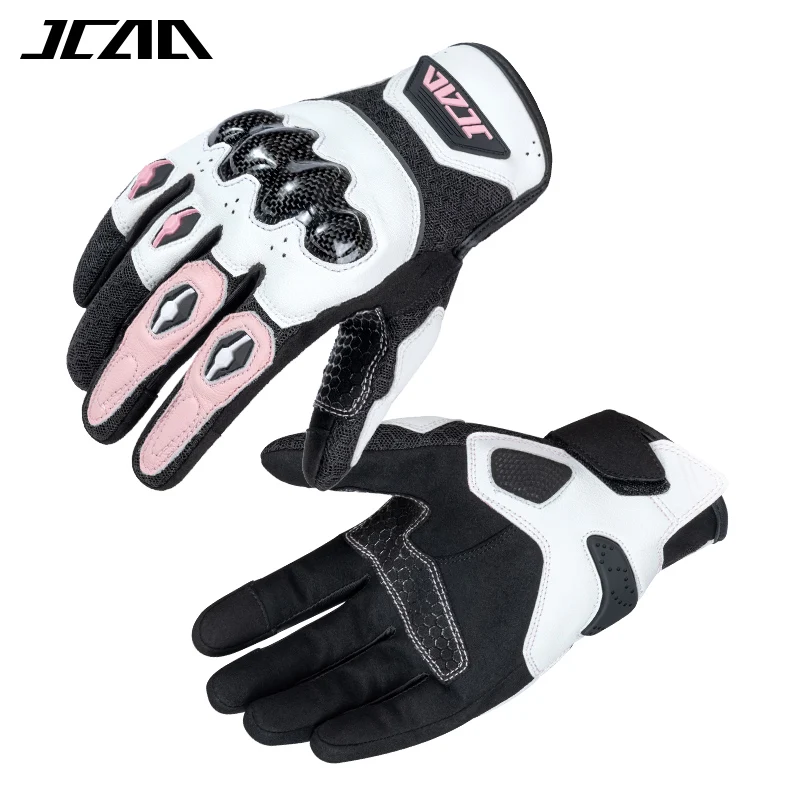 Summer Motorcycle Gloves Men Women Genuine Cowhide Leather Breathable Racing Knight Style Black Red White Gloves