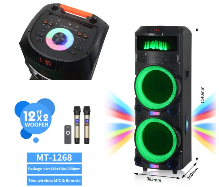 

12 Inch Wireless Karaoke Bluetooth Speaker With Dual Microphones Bluetooth Speaker