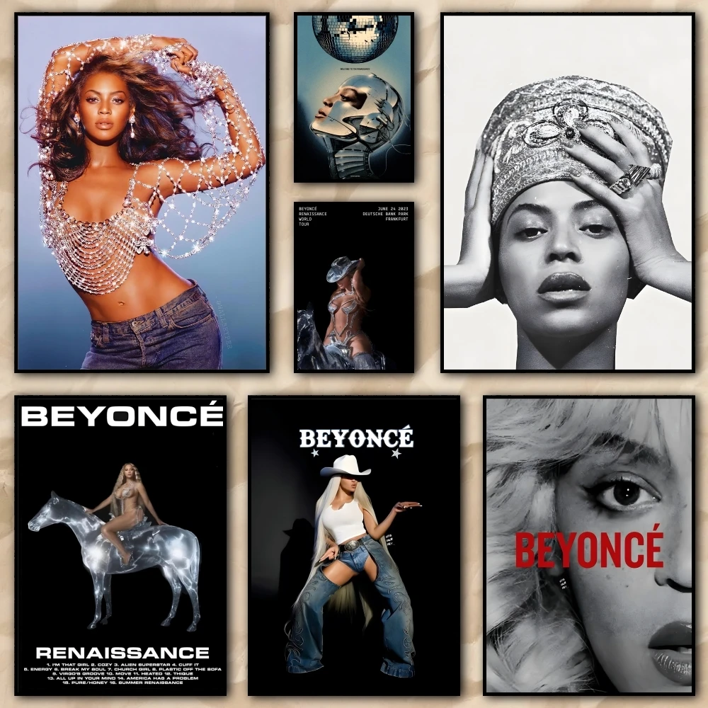 B-Beyonce Renaissance Singer Painting Calligraphy HD Canvas Poster living room bedroom bar aesthetic decoration