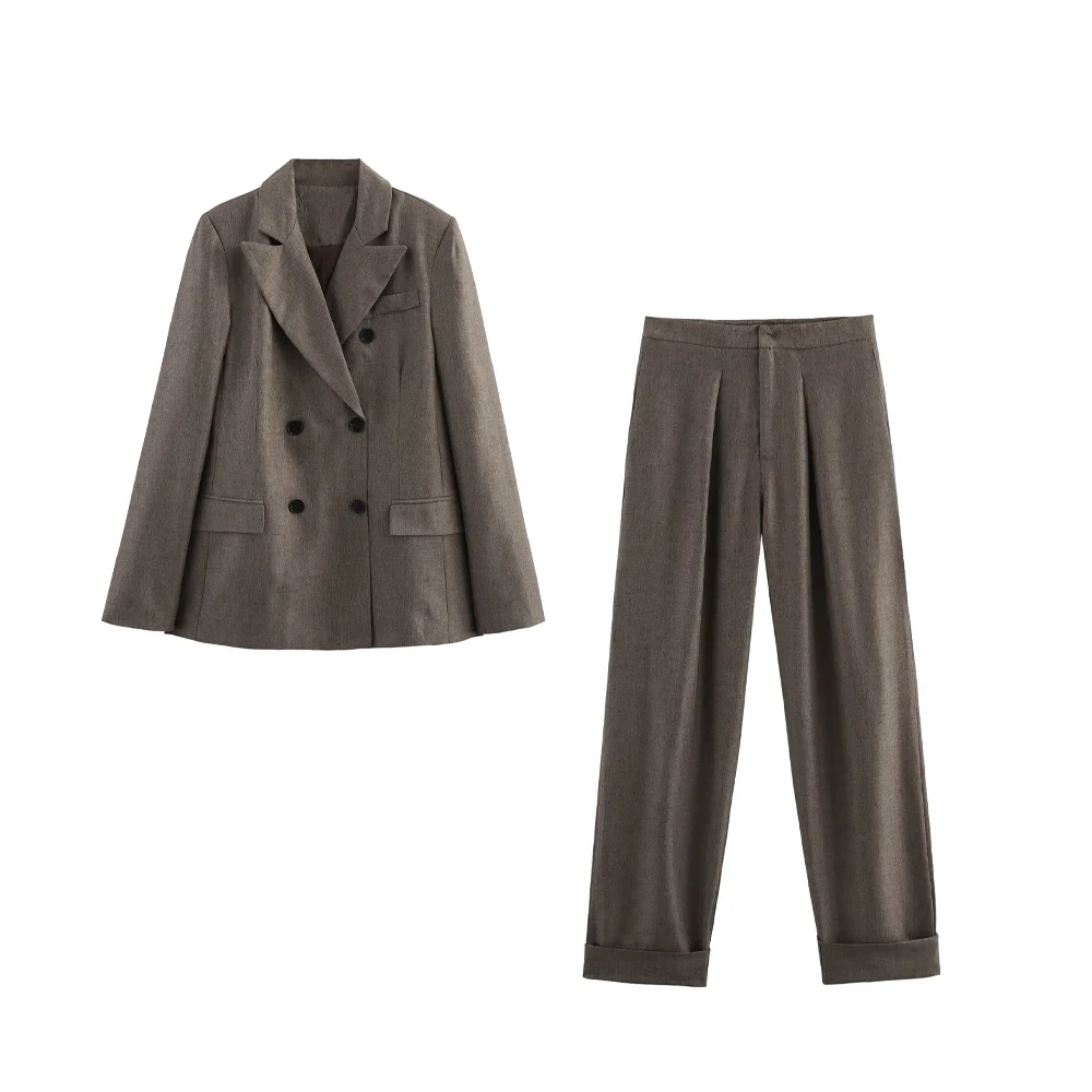

women's slim fit suit jacket pleated pants set for spring and summer new casual women's clothing