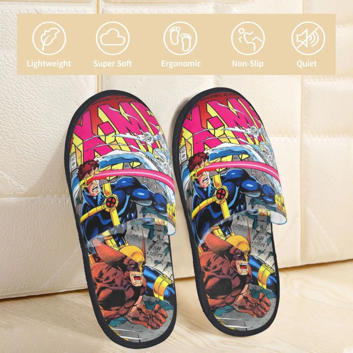 X Man X-MAN Marvel Hero Winter Cotton House Slippers Living Room Soft Memory Foam Slides Non Slip