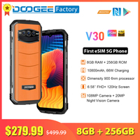 DOOGEE V30 First eSIM 5G Smartphone 8GB 256GB MTK Dimensity 900 6nm Processor 10800mAh 108MP Cellphones Wifi 6 NFC Mobile Phone