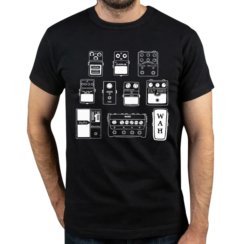 T-Shirts Awesome Pedal Board Guitar for Men Crew oversized t shirt men clothing Neck Cotton Music Short Sleeve Tee Clothes homme