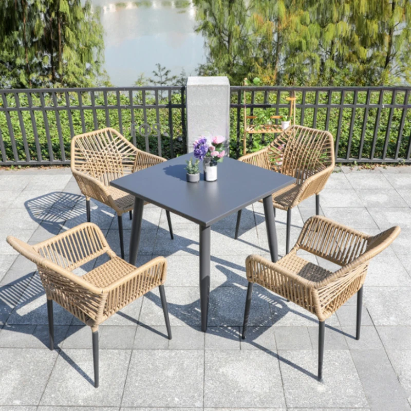 

Modern Rattan Outdoor Furniture Table And Chair Three-piece Suit Combination Villa Courtyard Balcony Garden Terrace Rattan Chair