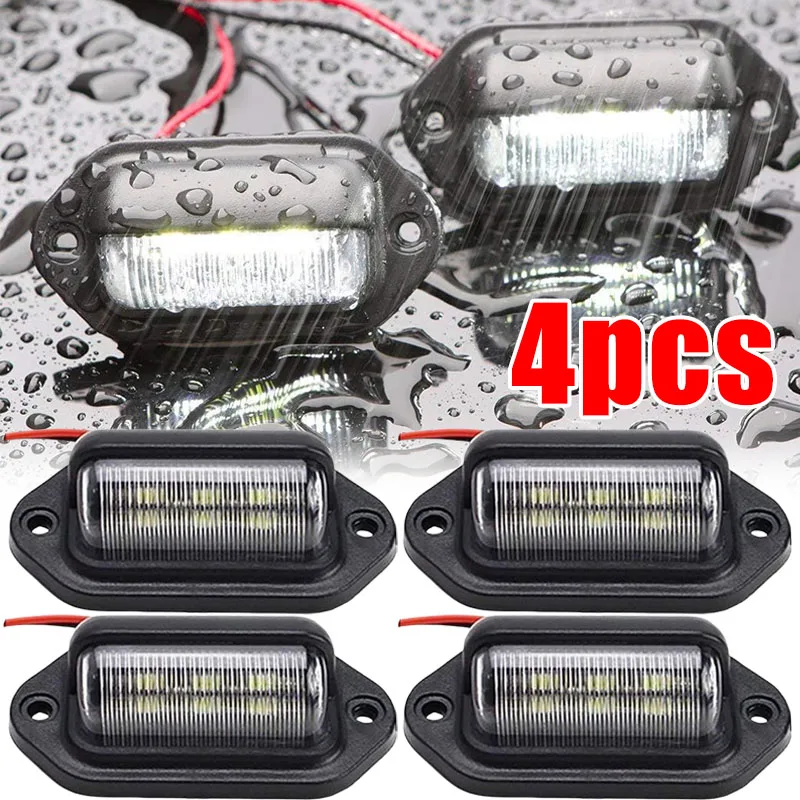 6 LED Car License Plate Light Bright Tag Lamp for Truck SUV RV Trailer Van 12V White Exterior License Plate Light Automotive Car