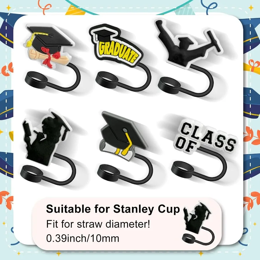 Выпускной соломенный топп для Кубка Стэнли 10 мм, необычная соломенная крышка, выпускная соломенная крышка, школьный колледж, фестиваль, вечеринка, Acce