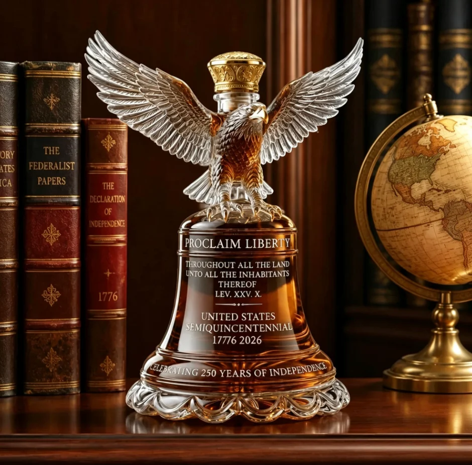 250 Years Independence Eagle Liberty Bell Crystal Decanter Large Capacity Whiskey Wine Bottle Elegant Bar Table  Collectible