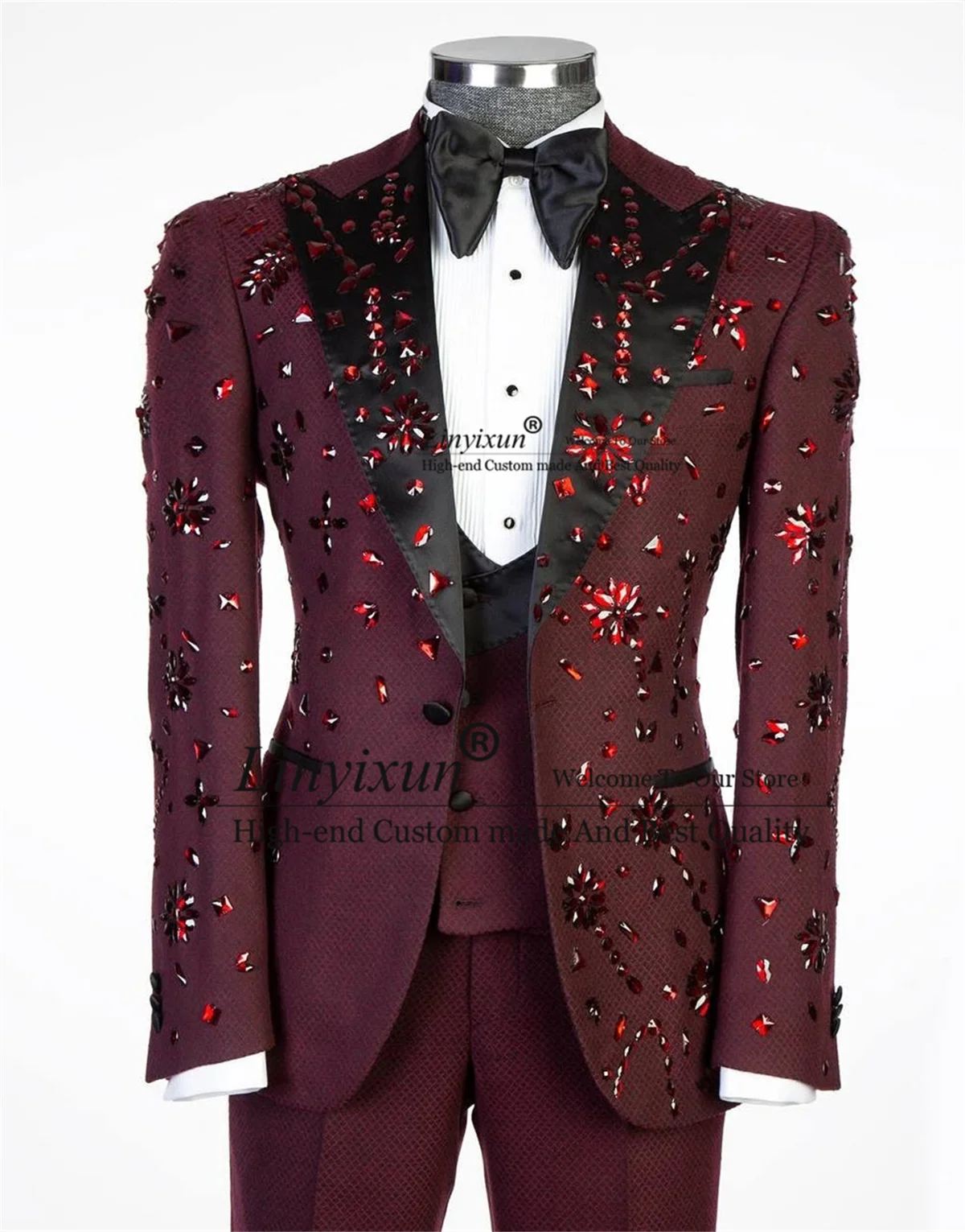 

Блестящий смокинг со стразами и бисером, мужские костюмы, свадебные костюмы на заказ, Ropa hombre, комплекты из 3 предметов, приталенные пиджаки с остроконечными лацканами для жениха и выпускного вечера