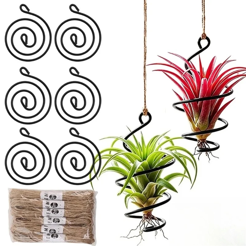Hanging Air Plant Holders Distinctive Air Plant Hanger with Jute Rope Adjustable Rust-Resistant Iron Rings Air Plant Live Holder