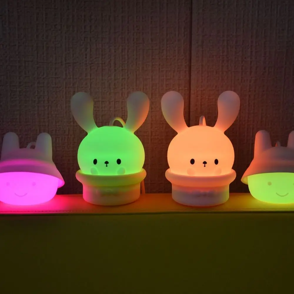 Cute Soft Light Hanging Night Lights Rechargeable Portable LED Bedside Lamp Silicone Tap Control Sleeping Nightlight Bedroom