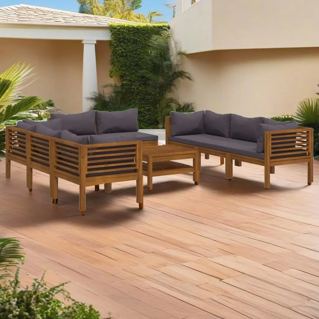 

9-Piece Acacia Wood Patio Lounge Set with Cushions - Outdoor Furniture for Garden & Deck