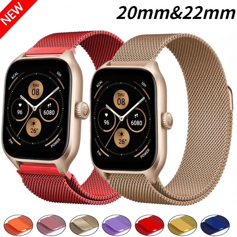 

20mm 22mm Milanese Metal Band For Amazfit GTS4/GTR/Bip Bracelet Belt Huawei Watch 4/3/GT3 Pro Correa Samsung Watch 6/5/4 Classic