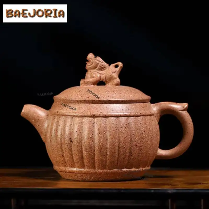 320ml Retro Yixing Purple Clay Teapots Handmade Encourage Pot Raw Ore Xiangfei Section Mud Kettle Chinese Zisha Tea Set For Tea