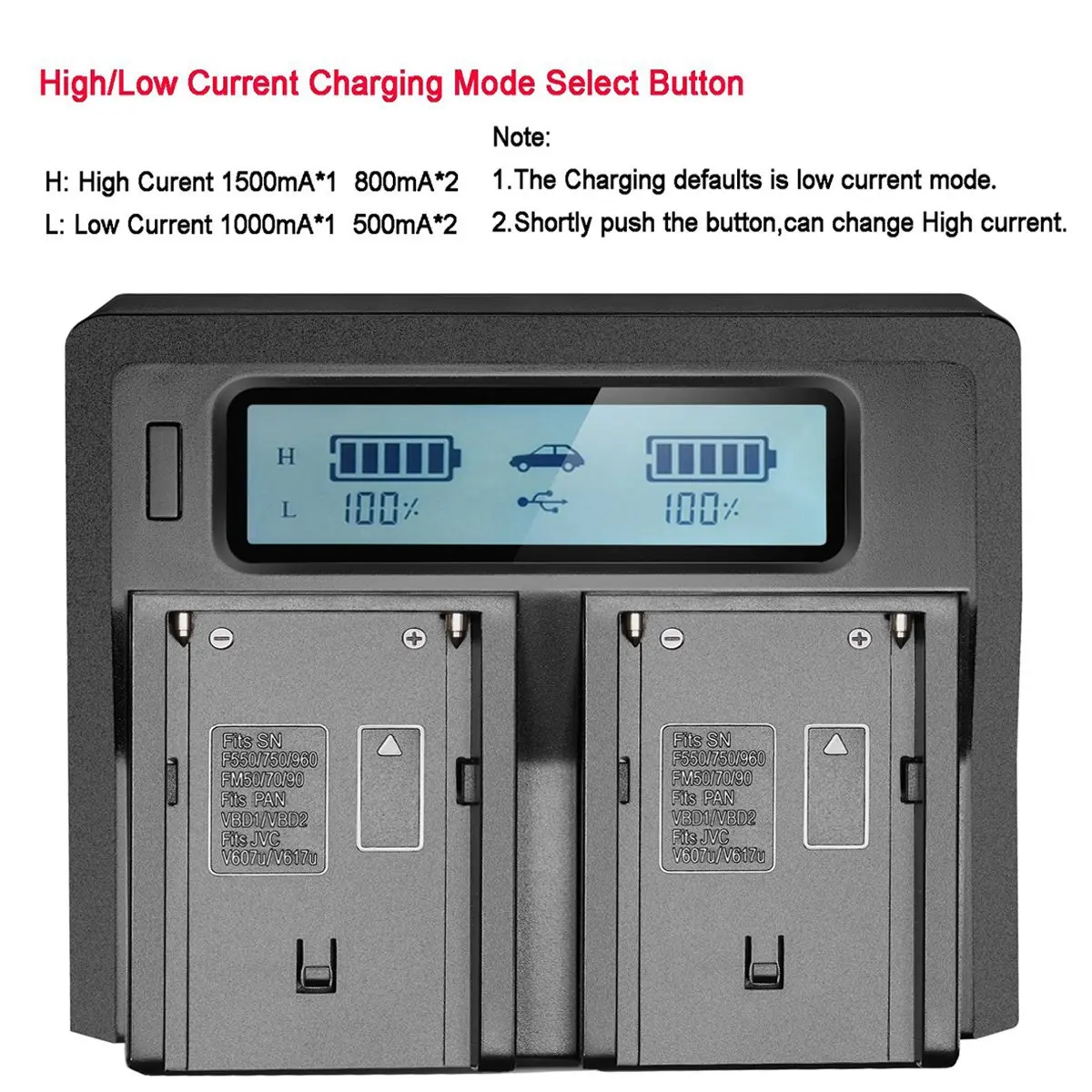 Probty NP-F960 NP-F970 NP-F750 Quick Rapid Camera Battery Charger for Sony NP-F960 NP-F950 NP-F770 NP-F750 NP-F550 F330 FM-500H