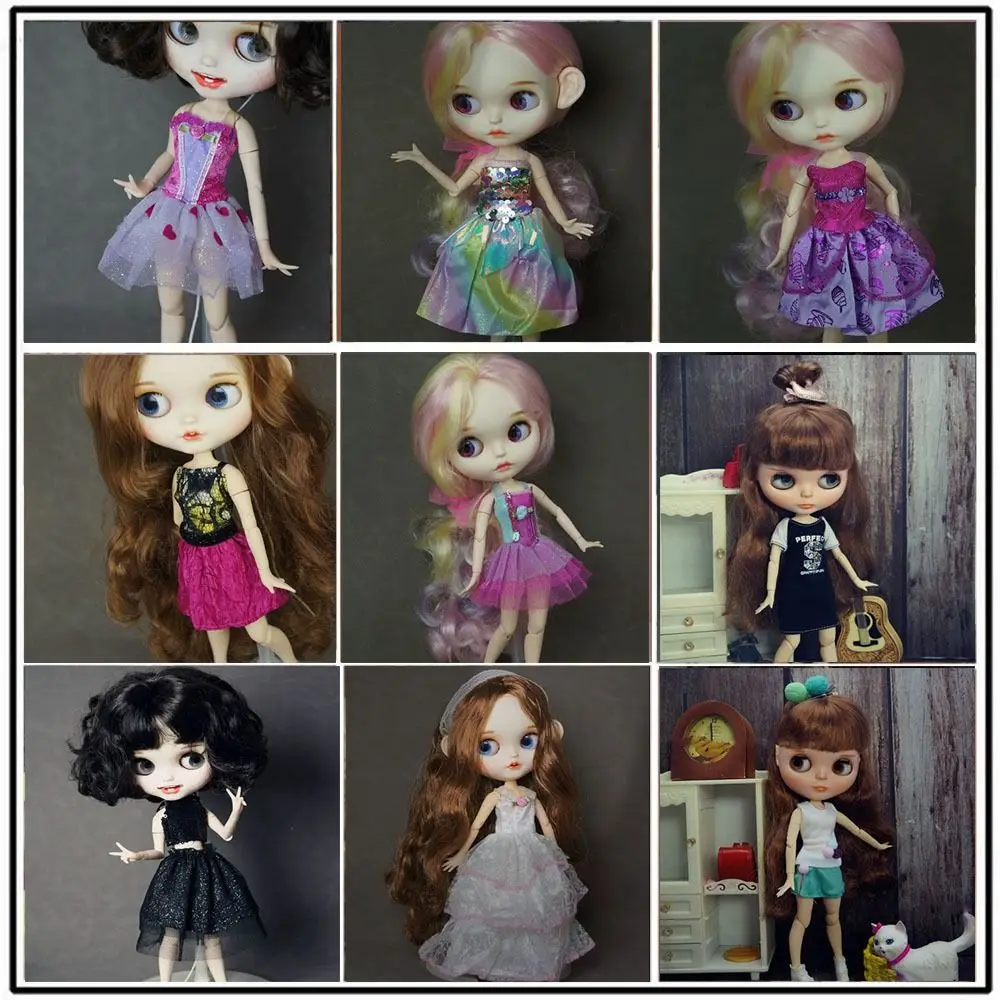 Moda elegante camiseta vestidos bonitos mini vestidos simples diy acessórios roupas de festa para azone19 icy dbs bonecas