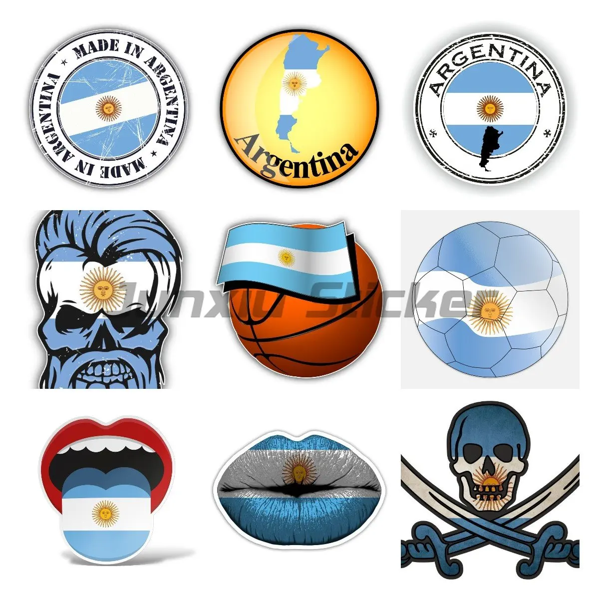 Argentina Love Football Flag National Emblem Car Stickers Surfboard Windshield Vinyl Car Accessories Decal Caravan Sunscreen