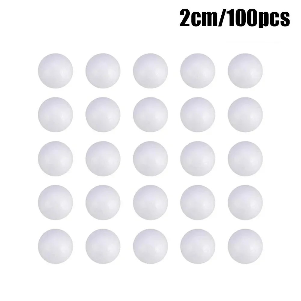 100Pcs Solid Polystyrene Round Balls DIY Craft Wedding Decoration Modeling Stuff 2-3CM DIY Raw Material Huge Foam Process Ball