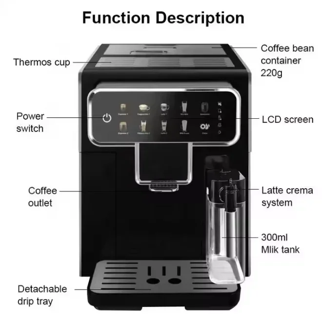 China factory price smart automatic coffee maker espresso with milk box cappuccino making automated coffee machine