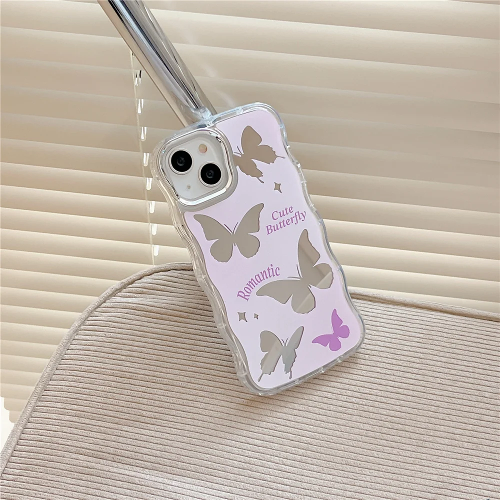 Water ripple phone case for Apple iphone 14 pro max 11 12 13 pro max cases Fashion mirror butterfly soft protection Cover capa