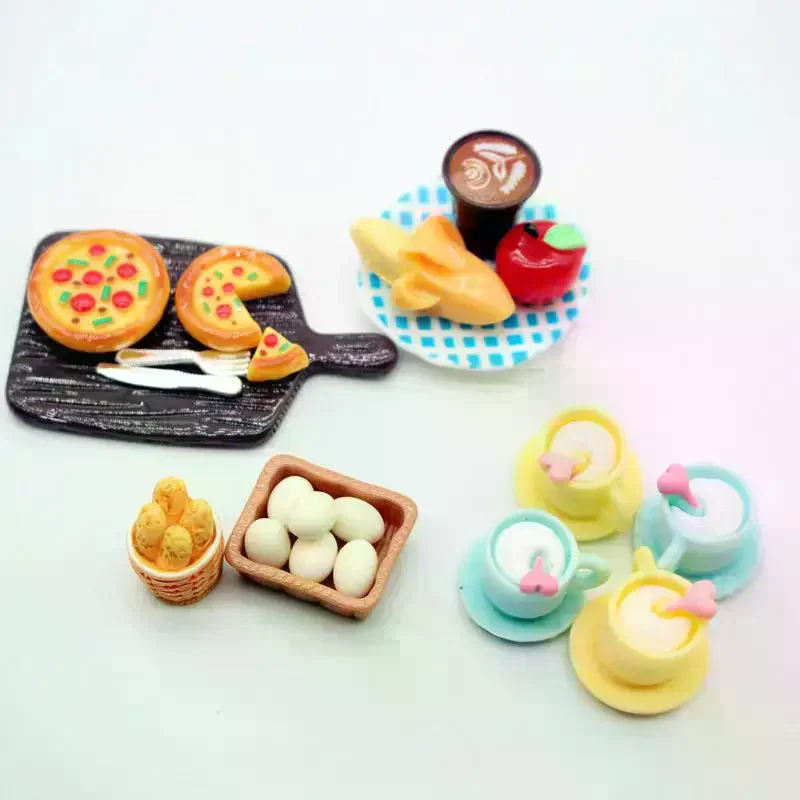 Poppenhuis Miniatuur Taart Dessert Brood Voedsel Set Model Rekwisieten Micro Landschap Decoratie Ornamenten Kinderen Fantasiespel Speelgoed Geschenken