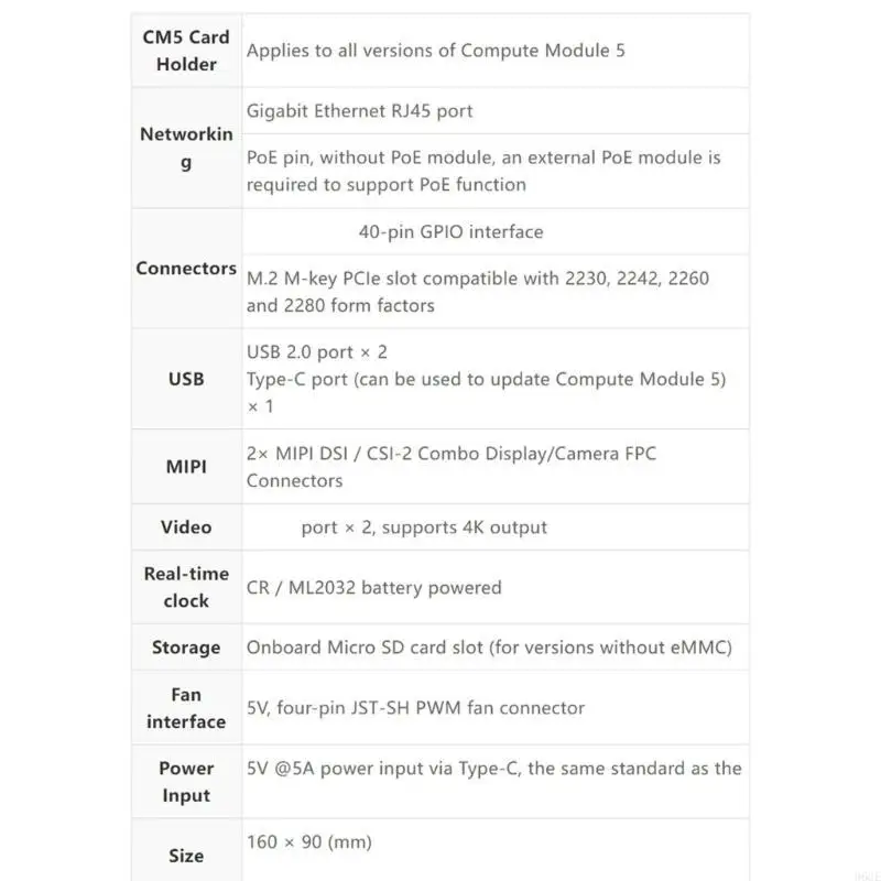 

96GE For CM5 Development Base Board for RPi CM5 Board Enhances NVMe Solid Disk Support