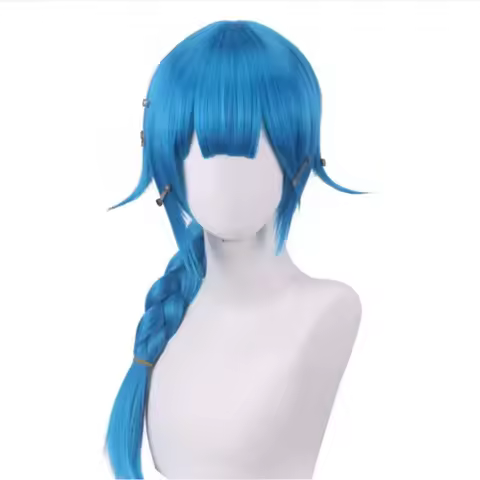 LOL Arcane Jinx Cosplay Wig Long Braided Blue The Loose Cannon Wig with Blue Braid Heat Resistant Synthetic Hair Anime Wigs