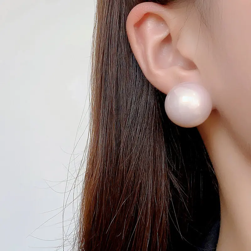 20mm Übergroße Kunstperlen Halbkreis-Ohrstecker Trendiges Accessoire für Frauen und Mädchen Einfacher Schmuck für den Alltag 2026 Stil – Detail 8
