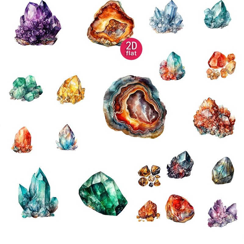 20pcs 2D  Vintage , Artistic Crystal Gemstone Stickers, Suitable for diaries and DIY scrapbook stickers