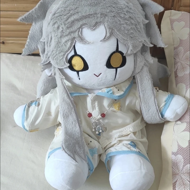 40cm Anime Game Attributes Pierrot Kawaii Cosplay Sitting Posture Soft Cotton Doll Cartoon DIY Toy Figures Fans Collection Gifts