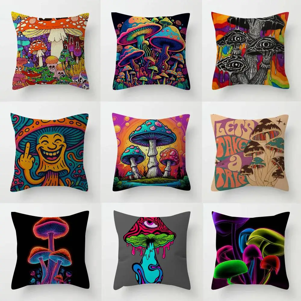 

Декоративная наволочка с изображением психоделических грибов, декор для дома, праздничное украшение.