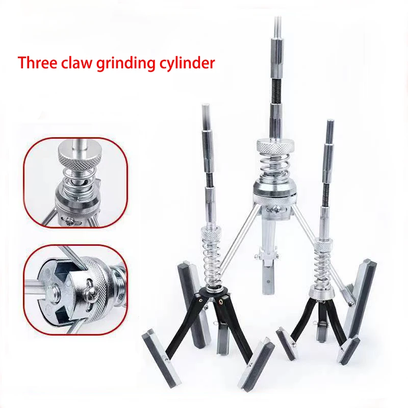 Three-jaw Cylinder Sander Inner Diameter Grinder Steel Car Engine Brake Cylinder Bore Hone Tool Flexible Shaft Honing 19-64mm