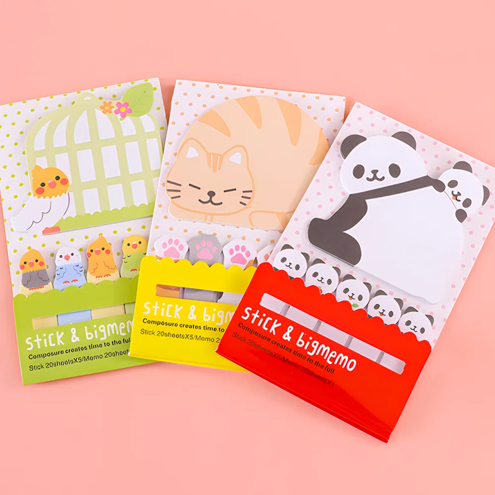 ملاحظات لاصقة لطيفة لنشر مذكرة ، باندا ، قطة ، باو ، طائر ، مضحك ، كاواي ، مفكرة ، مجموعة ، علامات تبويب مؤشر ، خطة ، إشارات مرجعية ، ملصقات كتب #5