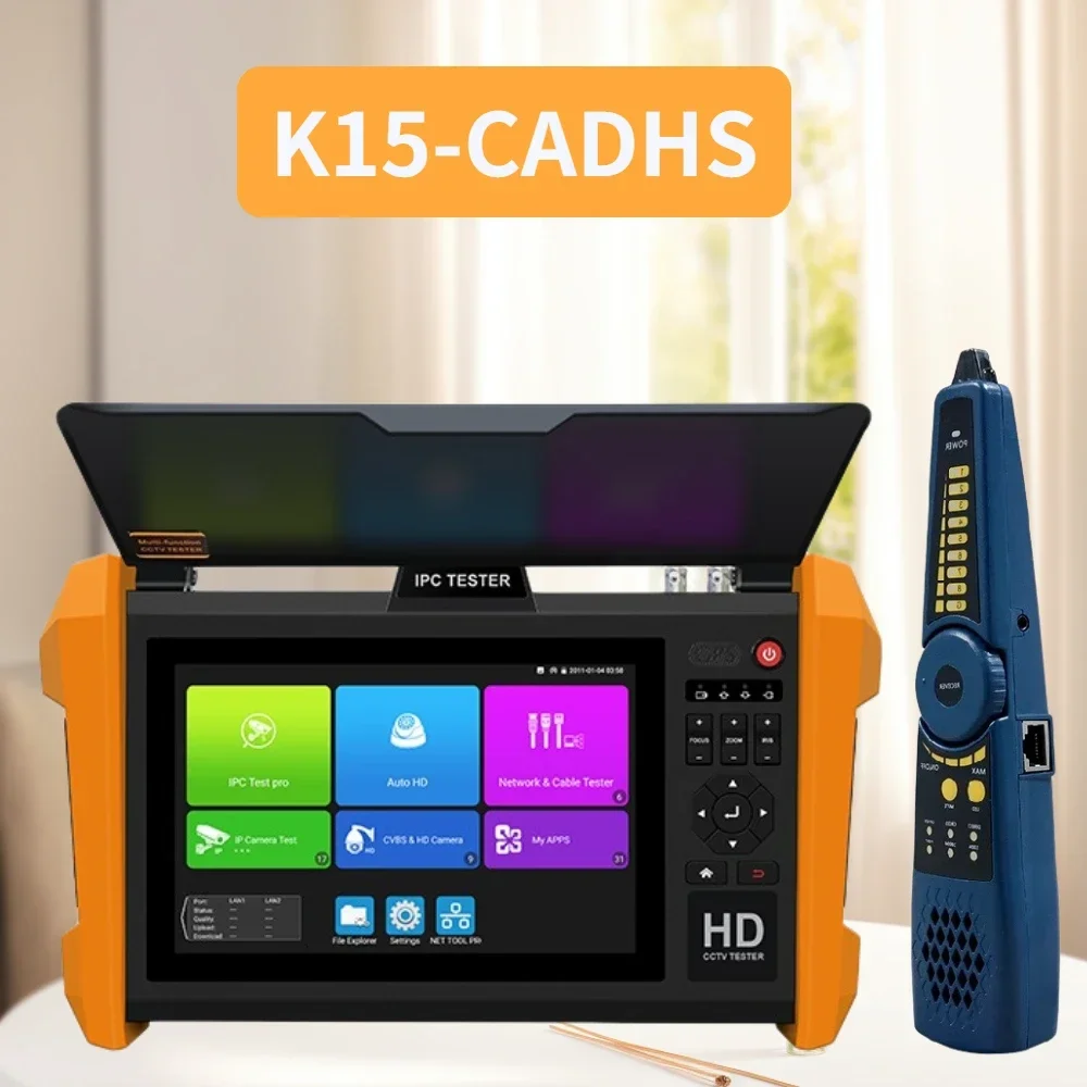 

CCTV Tester K15-CADHS 7 inch IPS Touch Screen 8K H.265 IP Camera tester 8MP AHD CVI TVI SDI CVBS Test Built-in 7800mAh battery