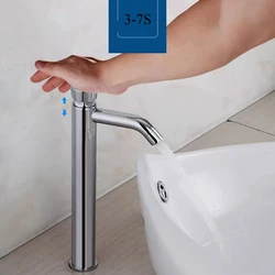 Touch Press Bathroom Basin Faucets Washbasin Faucet Time Delay Faucets Auto Self Closing Cold Water Toilet Saving Water Tap