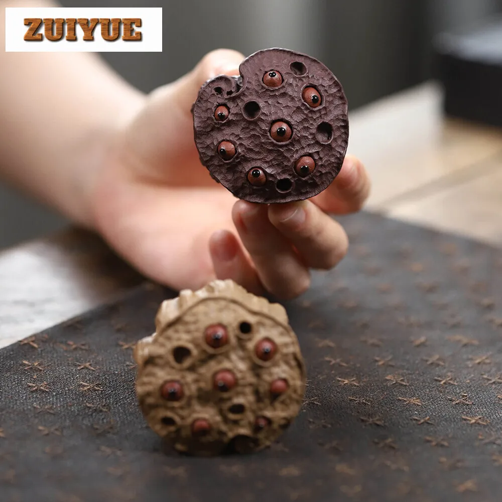 Handmade Shower Head Zisha Tea Pet Yixing Purple Clay Tea Play Figurine Toys Good Luck Sculpture Crafts Tea Table Accessories