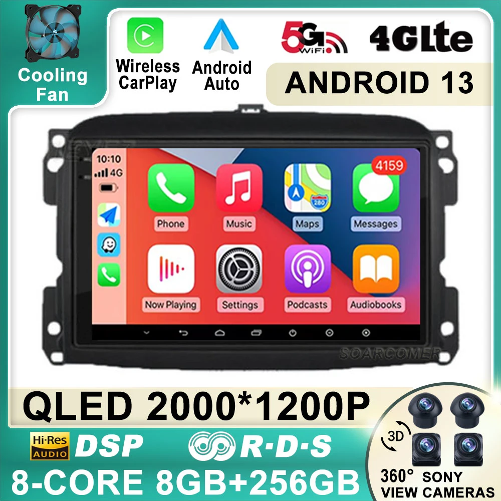 

Android 13 Car Radio For Fiat 500L Egea Doblo 2012-2017 Multimedia Stereo DSP CarPlay 4G Video Player GPS Navigation QLED NO DVD