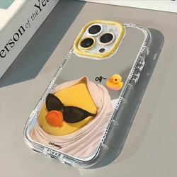 INS Sunglasses Duckling Mirror Simple Phone Case For iPhone 16 15 14 13 12 11 Pro Max XR XS MAX 7 8 PLUS Case Mirror Back Cover