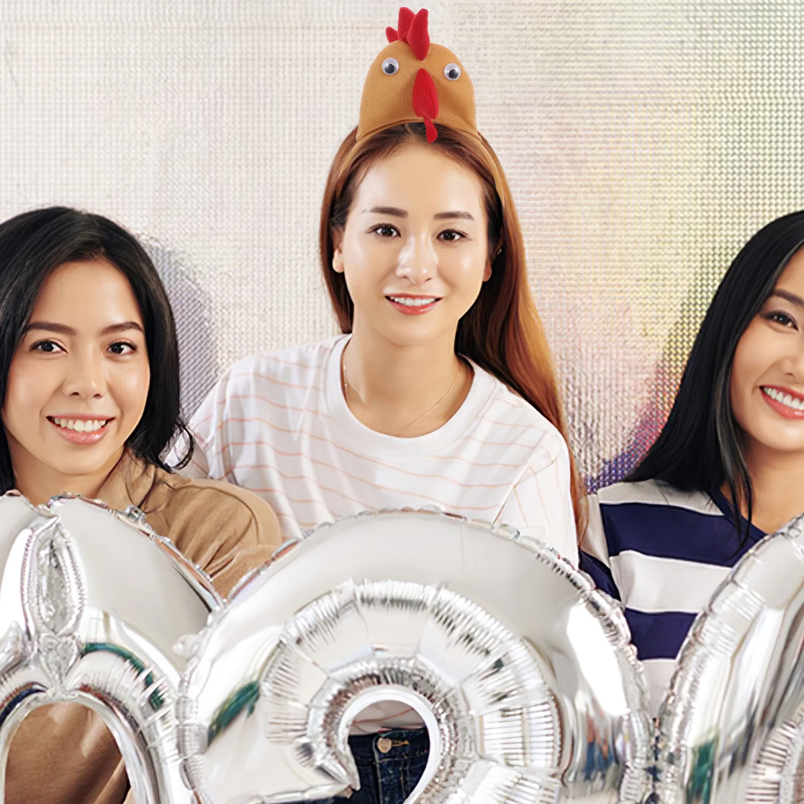 ที่คาดผมรูปไก่ 3 ชิ้น อุปกรณ์เสริมชุดไก่สนุกๆ สำหรับงานแฟนซี งานแสดงบนเวที งานปาร์ตี้ ของตกแต่งศีรษะธีมสัตว์