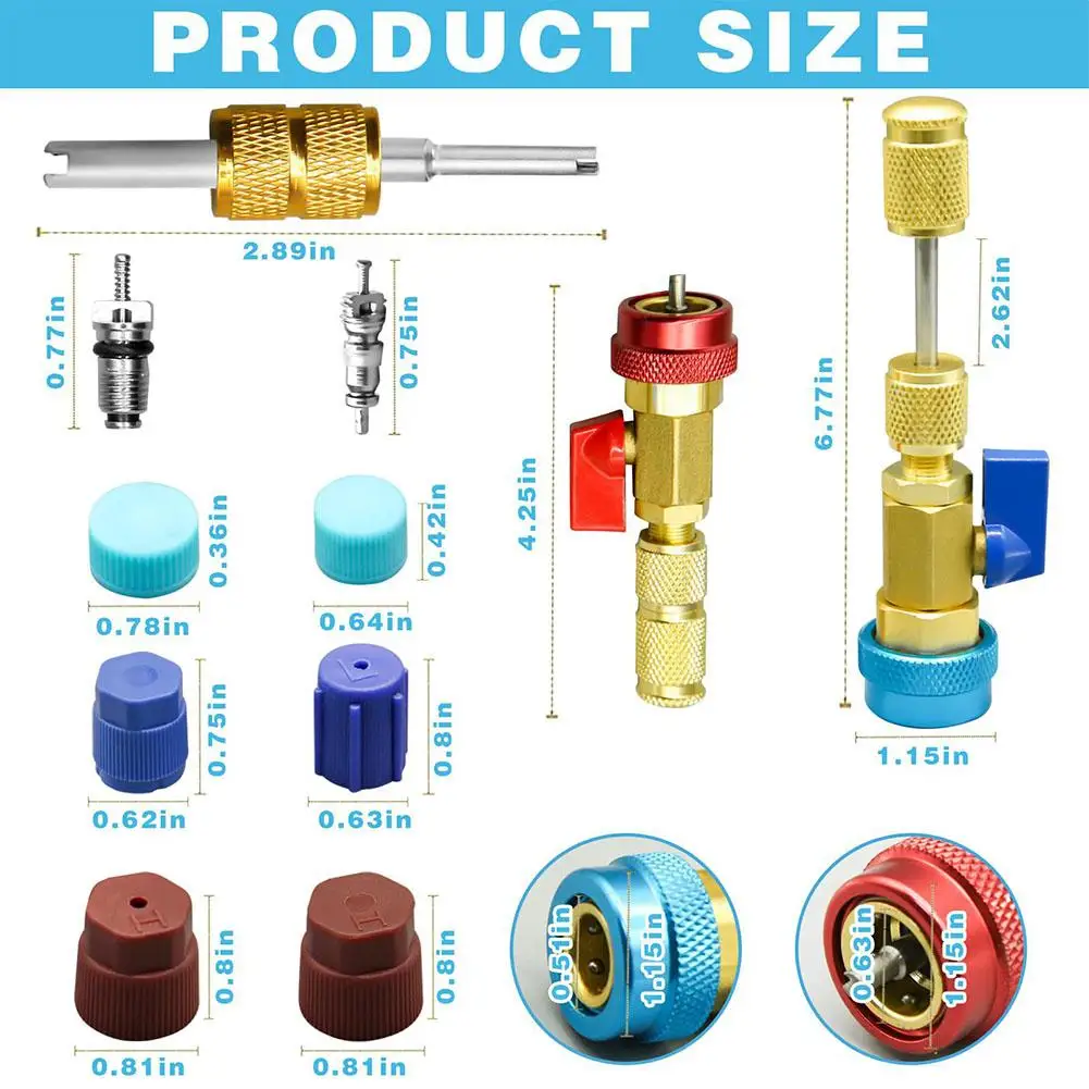 便利な自動車用エアコンメンテナンスレンチ 冷媒R134a R22 R410 バルブコアニードル クイック交換/取り外しツールキット