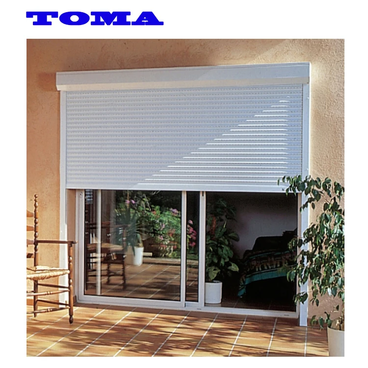 AS2047 TOMA roller shutter price aluminum glass sliding window with Electric roller shutter windows hurricane shutters