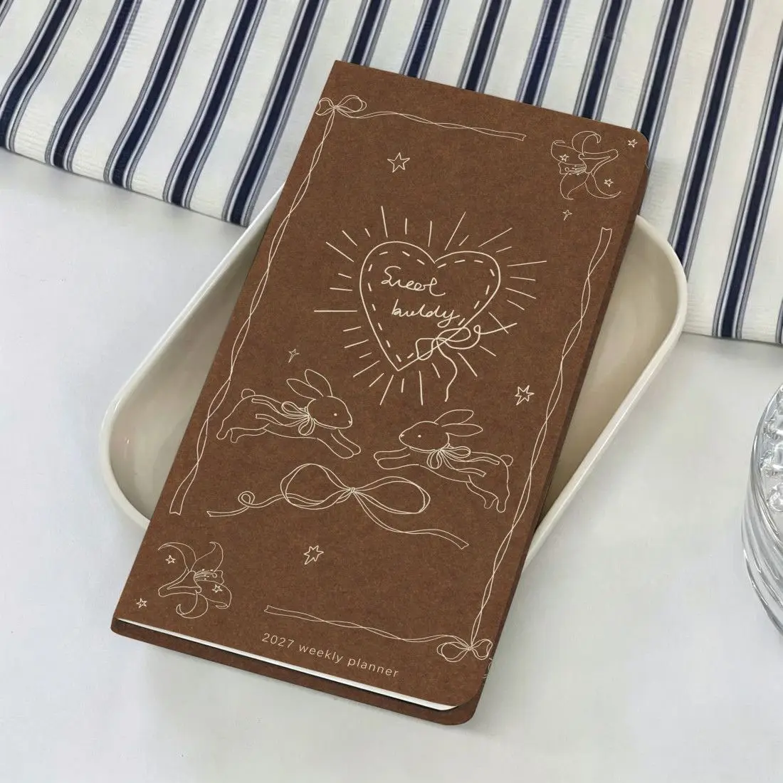 Chestnut Brown Rabbit Schedule Book Fresh Hand Painted Wind Ins Narrow Book Handbook This Week Plan Monthly Plan Notebook