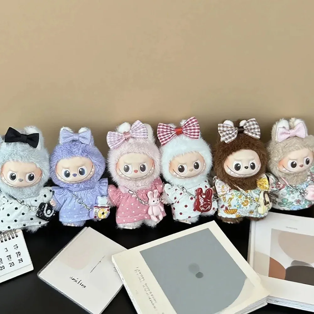 3Pcs Mini Labubu Dress Set For 10cm Labubu V4 The Monsters Pin for Love Series Doll Clothes Outfit Accessories Ropa Labubu