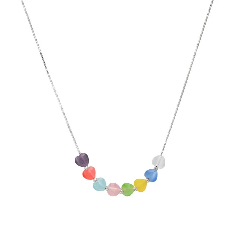 Colorful Zircon Pendant Necklace For Women High Grade Authentic 925 Sterling Silver Necklace For Women Girls Wedding