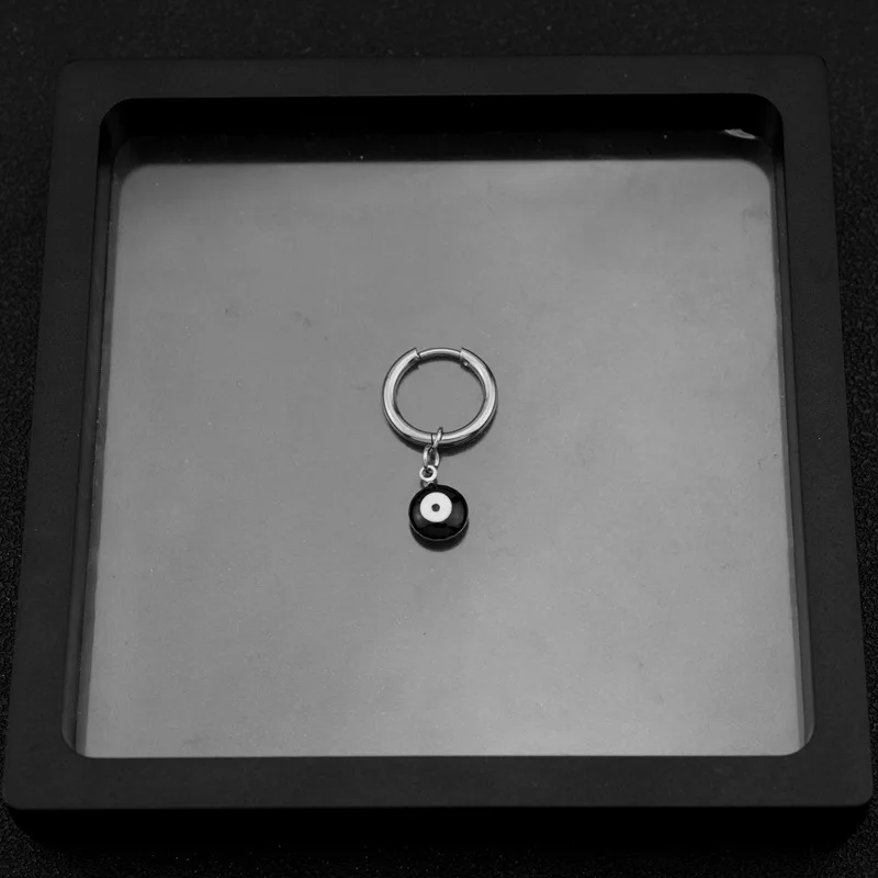 أقراط على شكل عيون ديفيد سوداء للرجال والأولاد، أقراط هوجيز هوب من الفولاذ المقاوم للصدأ مقاومة للماء، هدايا مجوهرات هيب هوب فاسق #5